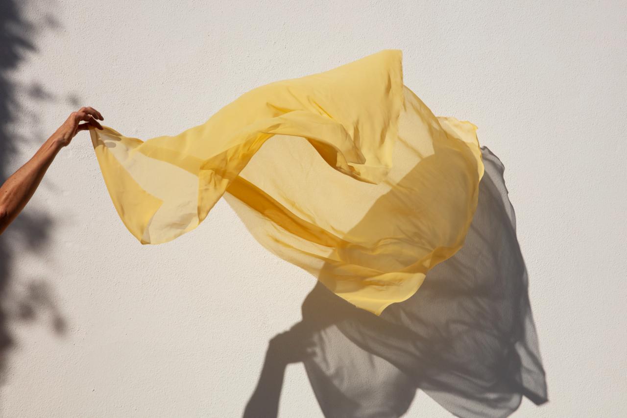 Golden fabric detail for Human Wear Life